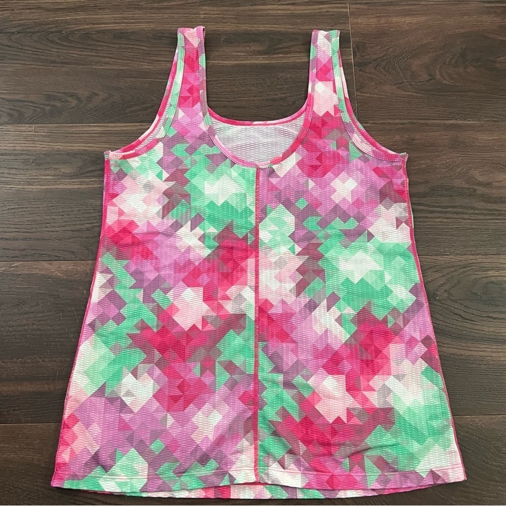 Reebok Pink and Green Sheer Tank Top - Womens Large 12-14 - Picture 5 of 5